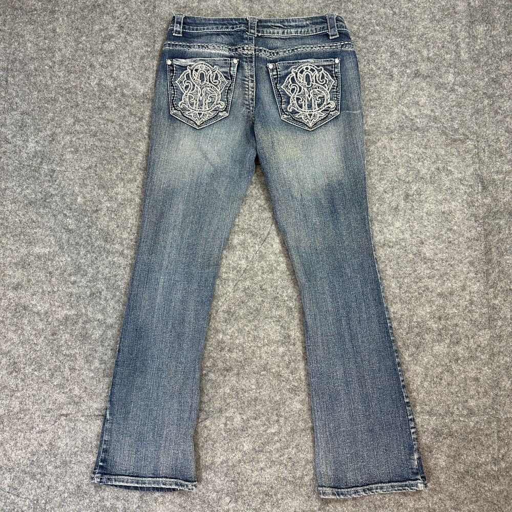 Paisley Sky Women's Skinny Jeans in Light Blue with Embroidered Pockets